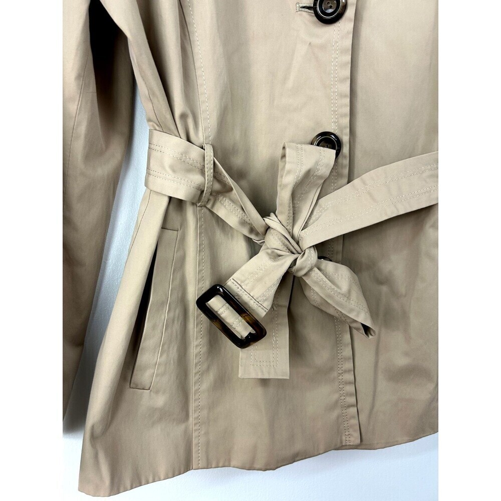 Ellen Tracy Womens Classic Tan Mid Length Trench Coat Small Flaw Sz L 1168N1 - Picture 8 of 12